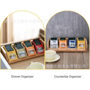 Wooden <b>Tea</b> Bag Storage <b>Box</b> Rectangle Transparent Multiple Compartments For Home Office Use - Product Image 3