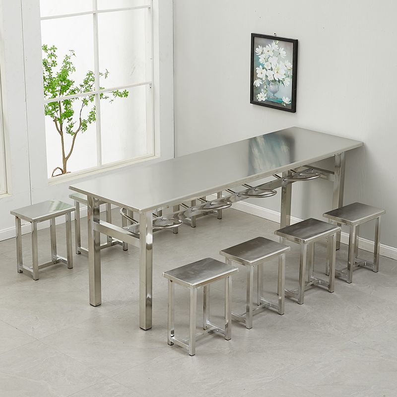 Mesa de acero inoxidable con 8 taburetes colgantes [Modelo estándar]