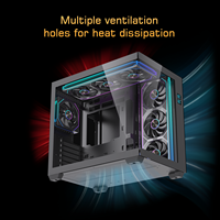 Lovingcool Casing komputer Gaming ATX, sarung HP Tempered Glass ganda dengan layar Digital pabrik PC Gaming