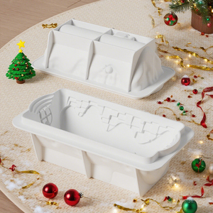 MUYULINS Factory Christmas Snowhouse Shape Maker LFGB Platinum Non-Stick BPA-Free <b>Silicone</b> Cake Mold - Product Image 2