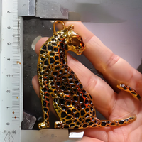 Ornement de voiture en métal léopard, pendentif de rétroviseur de luxe guépard - Accessoire de décoration intérieure automobile - Cadeau créatif en gros