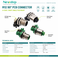 Connecteur femelle M12 4 broches à code A, étanche IP67, à souder sur circuit imprimé, prise industrielle pour panneau avec insert vert haute performance
