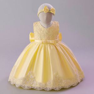 Robe longue pour fille Maxfree de haute qualité, avec nœud et dentelle, robe de soirée, robe d'anniversaire, robe de mariage pour enfants - Product Image 5