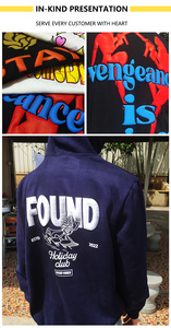 Sudadera con Capucha al por Mayor de Alta Calidad 100% Algodón, Estampado Personalizado en Serigrafía 3D y Efecto Abombado, Sudadera Ancha sin Forro Tipo Pulóver para Hombre - Product Image 6