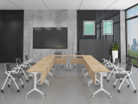 LIWEI Table de formation inclinable modulaire moderne et peu encombrante, ensemble de chaises pliantes en maille avec roulettes, en métal robuste pour conférence et rangement