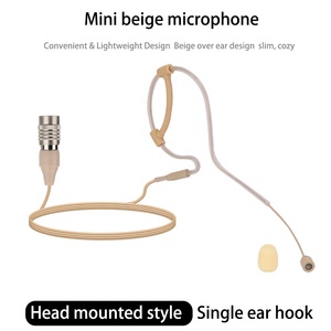 Microphone beige à fixation sur la tête, à une seule oreille, avec prise Hirose 4 broches, compatible avec le système <span class=keywords><strong>sans</strong></span> <span class=keywords><strong>fil</strong></span> <span class=keywords><strong>Audio</strong></span>-<span class=keywords><strong>Technica</strong></span> - Product Image 1