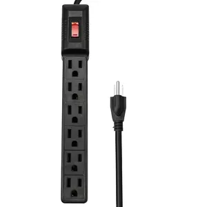 H10433 6-Outlet Surge Protector Power Strip with 3FT Extension Cord On/Off Switch, Integrated Circuit Breaker