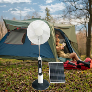 16-Inch Outdoor Vertical Solar Fan <b>Remote</b> <b>Controlled</b> 5-Blade Cooling Mechanical Floor-Standing for Camping Made of Plastic Solar - Product Image 5
