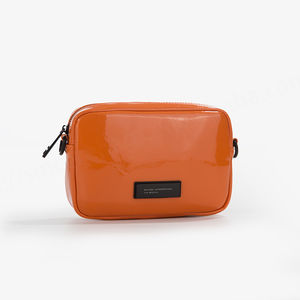 Cuir de vachette verni couleur bonbon mode fermeture à glissière une épaule sac à main bandoulière pour unisexe petit carré - Product Image 5