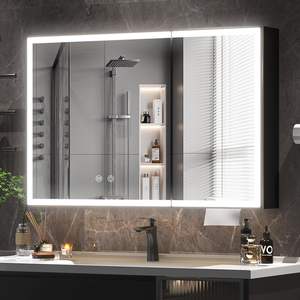 Mueble de Baño Rectangular Moderno con Encimera Gruesa Sólida Iluminada, Diseño Robusto y Lujoso para Uso en Hoteles - Product Image 1