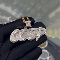 925 Argent VVS Moissanite Deux Tons Couleur Personnalisé Reine Couronne Lettre Pendentif Hip Hop Rappeur Bijoux Moissanite Initiales Pendentif