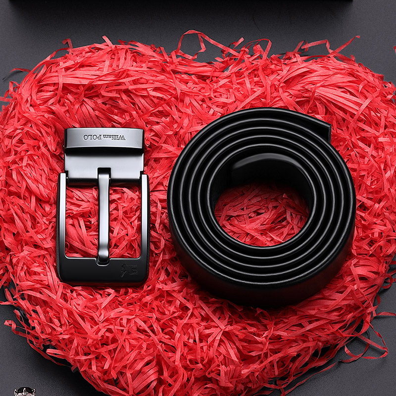 Молодежный универсальный модный простой деловой ремень WILLIAMPOLO с пряжкой с язычком кожаный мужской ремень с верхним слоем
