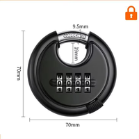 Cadenas à disque en acier inoxydable, forme ronde robuste, serrure à combinaison ronde à 4 chiffres, mot de passe pour l'extérieur