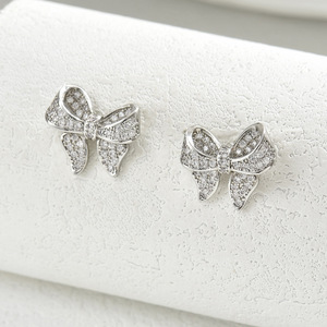 Korean Style Bowknot Stud <b>Earrings</b> With Zircon Inlay For Women Party Fashion Jewelry Zinc Alloy Stainless Steel <b>Post</b> - Product Image 4