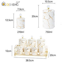 Gewürz box Set Haushalt Gewürz Topf Rack Küchen bedarf Lager regal Versiegeltes Glas Bambus deckel Keramik Nordic Light Luxus