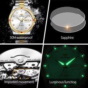 OUPINKE 3261 Montre homme automatique mécanique à mouvement japonais original, cadran diamanté de luxe, double calendrier, montres classiques pour affaires - Product Image 4