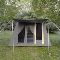 Tente spacieuse à une chambre, design multi-portes/fenêtres, ventilation optimisée, pour 3 à 5 personnes, toutes saisons, imperméable, résistante aux déchirures, en coton technique 210G