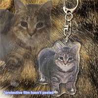 Sac à dos scolaire motif tête de chat Meme, petit porte-clés en acrylique tête de chat célébrité d'Internet, expression amusante