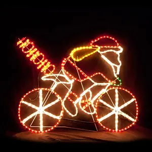 क्रिसमस आकृति रस्सी प्रकाश: सांता सवारी HOHOHO साइकिल