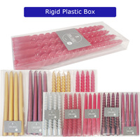 Bougies coniques en vrac personnalisées à marque privée, sans goutte, à mèche en coton épaisse, pour dîner de Noël religieux, couleurs bleu véritable et blanc ivoire