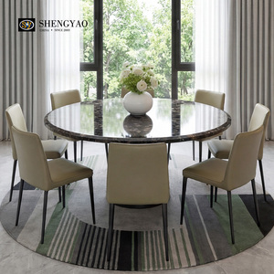 Set di Tavoli da Pranzo Rotondi in Marmo di Quarzo Fumé, Arredamento di Lusso con Pietre Preziose <span class=keywords><strong>per</strong></span> Hotel e Ville - Product Image 2