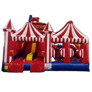 Outdoor commercial kids party chateau gonflable circus inflatable bounce house and obstacle course combo - Product Image 1
