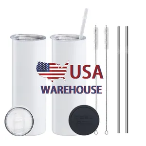 USA Warehouse 15oz 20 oz 30oz Sublimation rohlinge Tumbler Heat Press Double Wall 20 oz Skinny Straight Sublimation Tumbler