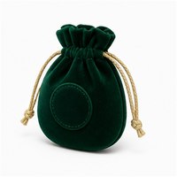 Pochette à bijoux personnalisée en velours émeraude avec cordon de serrage, sac cadeau doux, cordon doré, broderie de logo, emballage