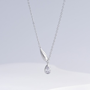 custom plata 925 sterling Silver Pear Cut zircon pendant <b>necklace</b> Minimalist gold plated summer water drop <b>necklaces</b> for women - Product Image 2