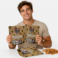 Sacs personnalisés imprimés pour aliments pour chiens, emballage plastique, pochette verticale refermable avec fermeture éclair pour l'emballage d'aliments pour animaux de compagnie, sacs pour aliments pour chats