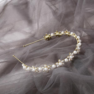 Delicada perla dorada <span class=keywords><strong>Bandeau</strong></span> Cheveux Femm lazos para el cabello de lujo elegante forma de flor diadema para niñas Fashional Vintage bandas para el cabello - Product Image 4