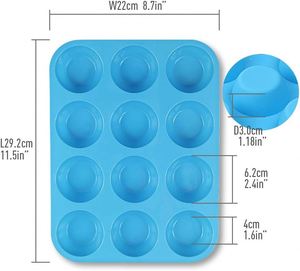 Food Grade <b>Silicone</b> Muffin Pan, 12-Cavity Round Non-Stick Cake Mold, Reusable <b>Baking</b> Tray for Cupcake, Muffin, DIY <b>Baking</b> Tools - Product Image 2