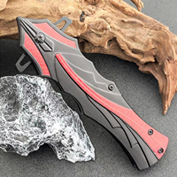 Couteau pliant de poche industriel en acier inoxydable haute dureté avec lame à verrouillage Liner Lock, manche en aluminium, coupe-ceinture et brise-vitre, OEM