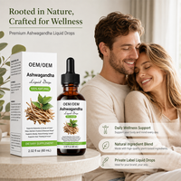 Gouttes liquides de Shilajit et Ashwagandha à marque privée OEM, complément alimentaire botanique, vente en gros, fabrication en vrac ODM en usine