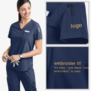 Women Scrub Set Short Sleeve V Neck Drawstring Pants Moisture Wicking Medical Uniforms For Nurses Hospital Workwear S XXL - Product Image 5