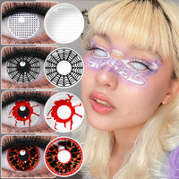 Lentes de Contacto de Color Extravagantes Blancas, Lentes de Contacto Multicolores para Cosplay, Lentes de Contacto con Diseño de Bandera