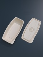 Contenedor de Alimentos Biodegradable de 1250 ml, Ecológico, de Almidón Vegetal, con Tapa Antiderrames, Alta Resistencia, Forma Alargada
