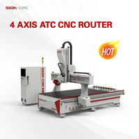 Mesin Router CNC Kayu 4 Axis 1530 Mesin Ukiran 3D dengan Rotary Axis CNC untuk Memotong Kayu MDF