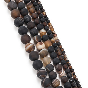 Perles d'agate givrées couleur café 4 6 8 10 12mm, perles rondes en pierre, accessoires de bijoux - Product Image 3