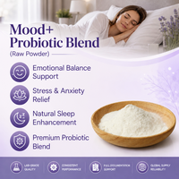 AMULYN Mood+ Mélange Probiotique Lyophilisé en Poudre Qualité Alimentaire OEM Psychobiotiques pour le Sommeil et le Soulagement du Stress Soutien de l'Axe Gastro-Intestinal et Cérébral