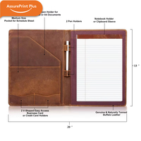 AssurePrint Plus GL001 - Cuaderno Ejecutivo de Cuero Crazy Horse Retro, Tapa Dura, A4, con Bolsillos de Almacenamiento, Portaplumas
