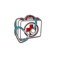 Badge personnalisé en émail souple pour infirmière, médecin, ambulance, électrocardiogramme, stéthoscope, cœur, en métal, pour promotion