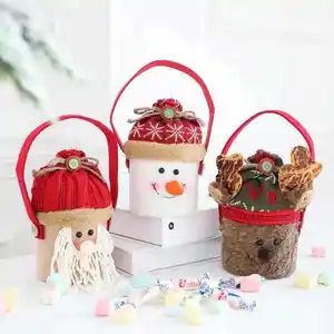 圣诞礼品盒手持，圣诞老人麋鹿袋圣诞水果包装盒平安夜礼品袋/