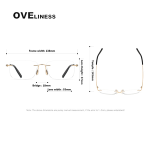 Montura de gafas de titanio puro 2024 para hombres y mujeres, monturas de gafas cuadradas sin montura para hombre y mujer, gafas completas coreanas - Product Image 6
