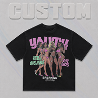 Camiseta de manga corta de algodón puro de 315g, estilo urbano americano, hecha a medida, versátil para hombres y mujeres