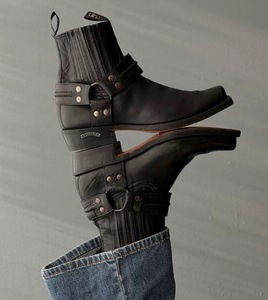 Manufacturer Custom Vintage Distressed Chelsea <strong>Boot</strong> <strong>Square</strong> <strong>Toe</strong> Ladies <strong>Boots</strong> Leather Chunky Low <strong>Heel</strong> Pleated Women Ankle <strong>Boots</strong> - Product Image 5