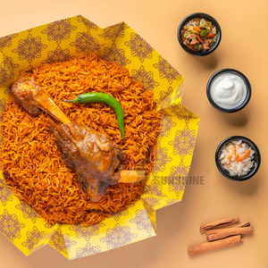 Empaquetado de papel Kraft Hexagonal para restaurante Halal personalizado para Kabsa arroz pollo picante Bukhari Mandi Sushi patatas fritas comida para bebés - Product Image 5