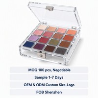 Boîte de rangement pour fards à paupières en acrylique Calic avec serrure, transparente, 16 compartiments, verrouillable, pour la vente au détail de produits de beauté, taille personnalisée, OEM, vente en gros