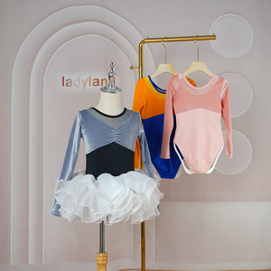 Populer modis anak perempuan anak-anak thong lengan panjang gadis beludru rok balet <span class=keywords><strong>leotard</strong></span> gaun kostum - Product Image 3
