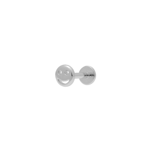 Pendientes de Plata de Ley S925 con Cara Sonriente Divertida, 18G, Parte Trasera Plana, Tipo Push-in, para Cartílago - Product Image 2